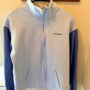 Columbia Light Blue Fleece Half-Zip with Navy Sleeves